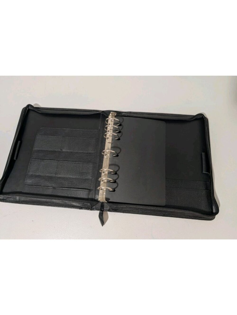 Franklin Quest Binder Zip Full Grain Leather 7 Ring Black 10314 EF2 Monarch Size